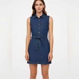 Forenza Women's Denim Vintage Y2K 90s Sleeveless Dress with Belt Size 12